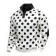 Men's White & Black Polka Dot Half-Zip Stand Collar Sweatshirt