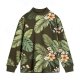 Women's Olive High Neck Top with Full Tropical Leaf & Flower Print